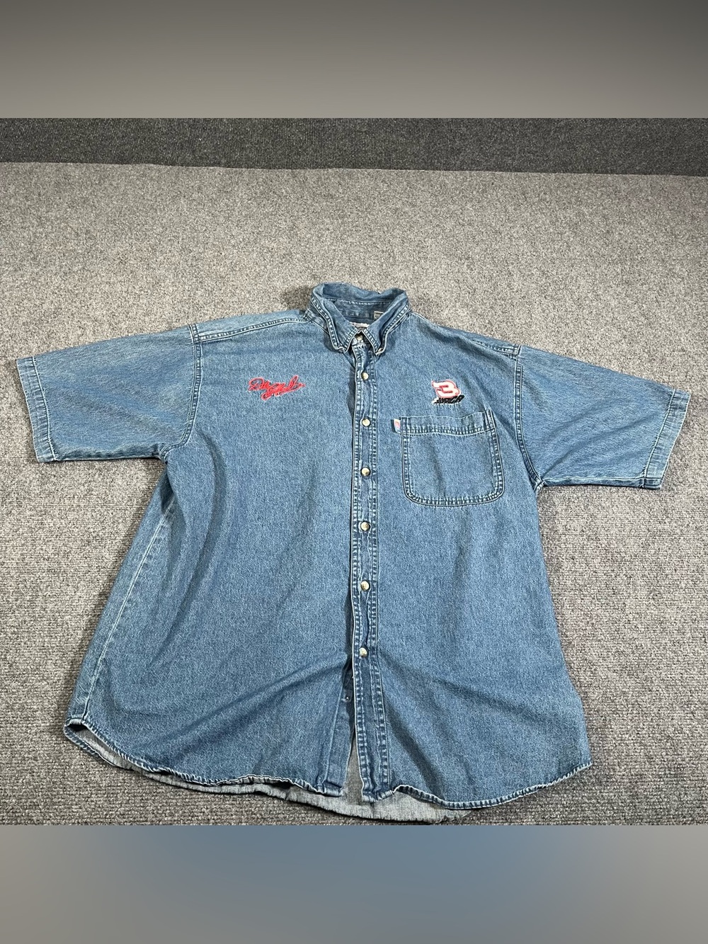 Vintage Dale Earnhardt Button Down Shirt Mens Xl #3 Denim Nascar Workwear Racing